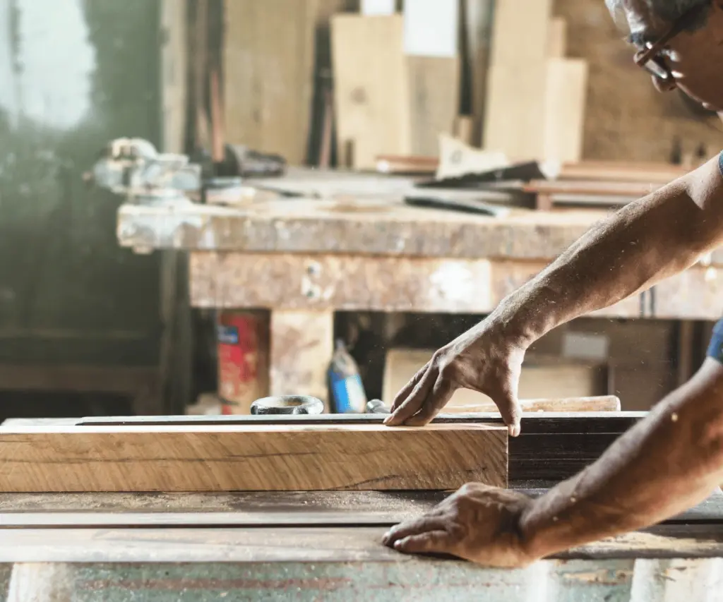 Circular saw cutting wood