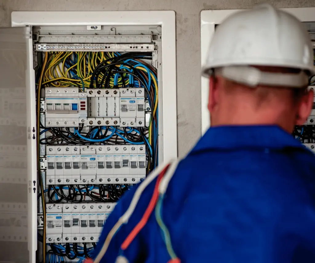 Engineer working on consumer unit upgrade in London property